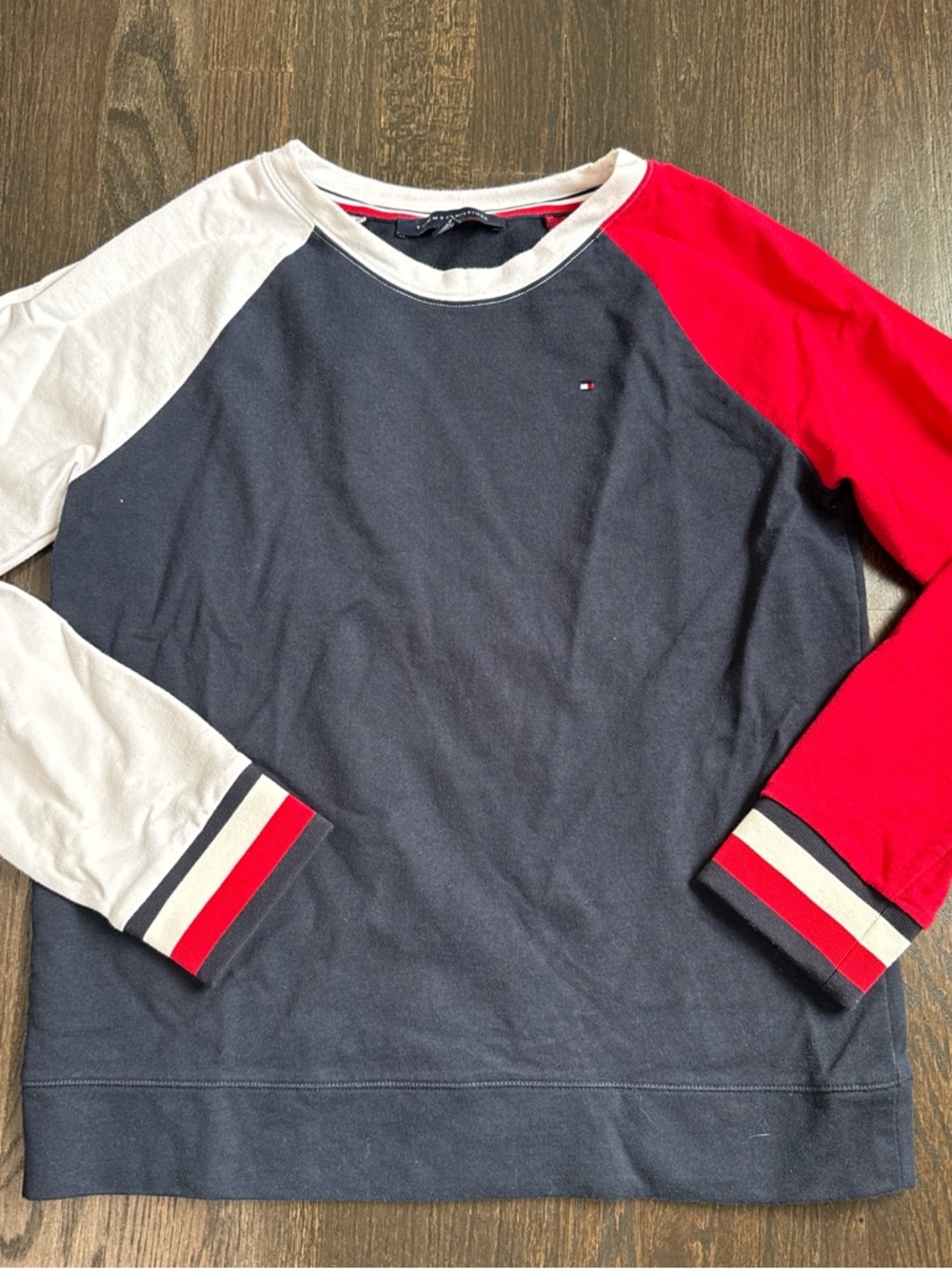 Tommy Hilfiger Navy Sweatshirt with Red & White Trim
